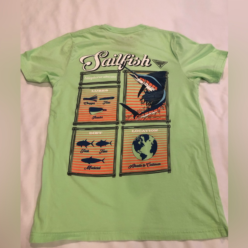 Columbia PFG Mint Green graphic tee, Men’s size small, GUC